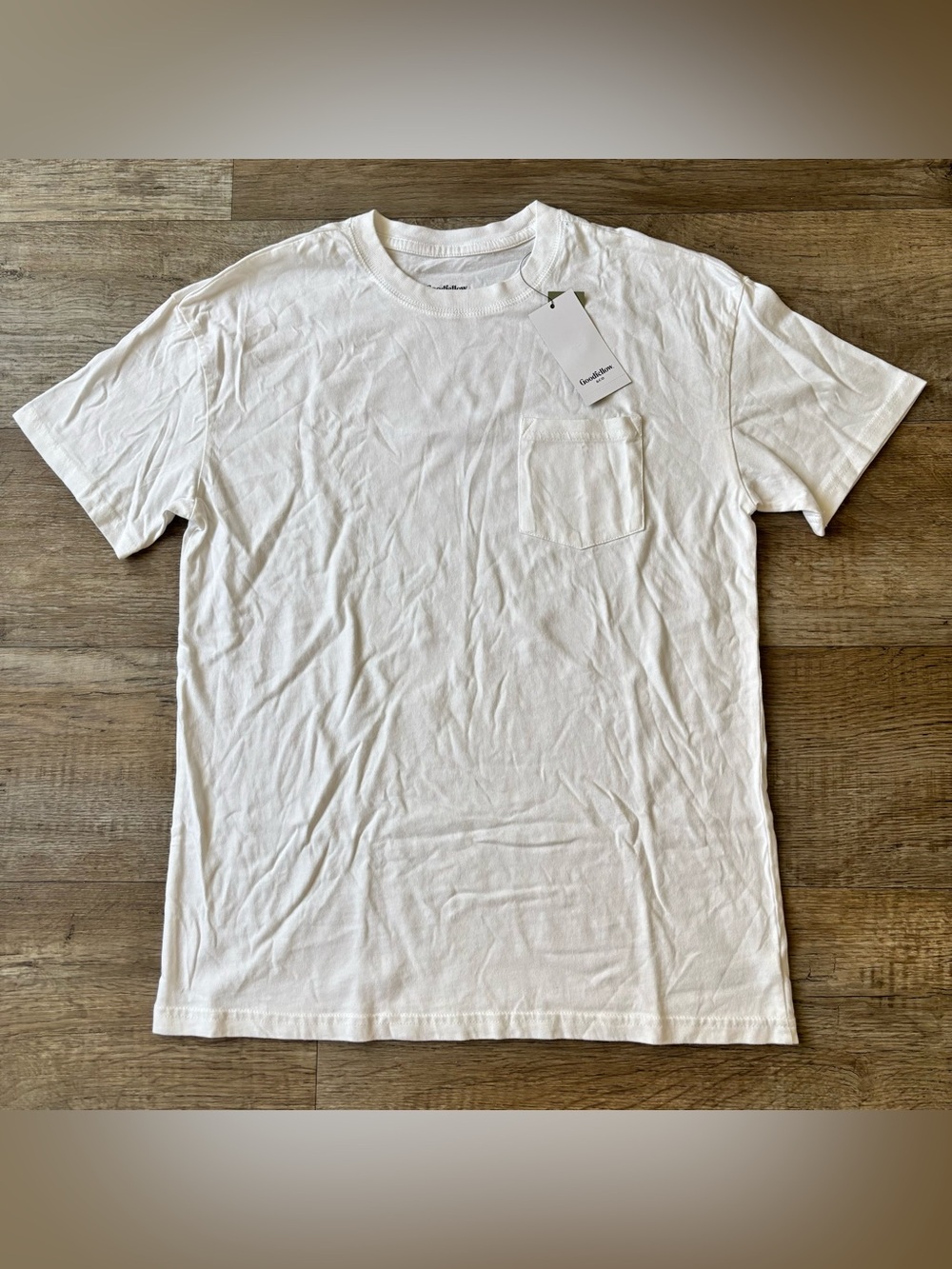 Men's Cotton Short Sleeve Pocket T-Shirt - Goodfellow & Co in White NEW